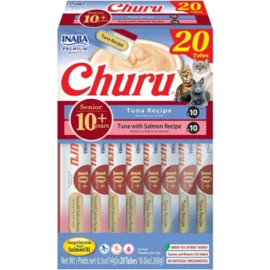 churu para gatos senior (+10) sabor atÚn y atÚn con salmÓn 14g x 20 un